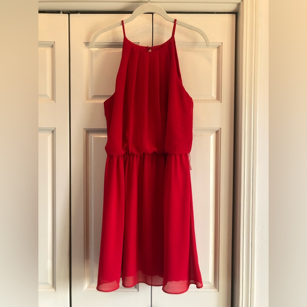 By & By red dress with thin straps and elastic waist, Xl